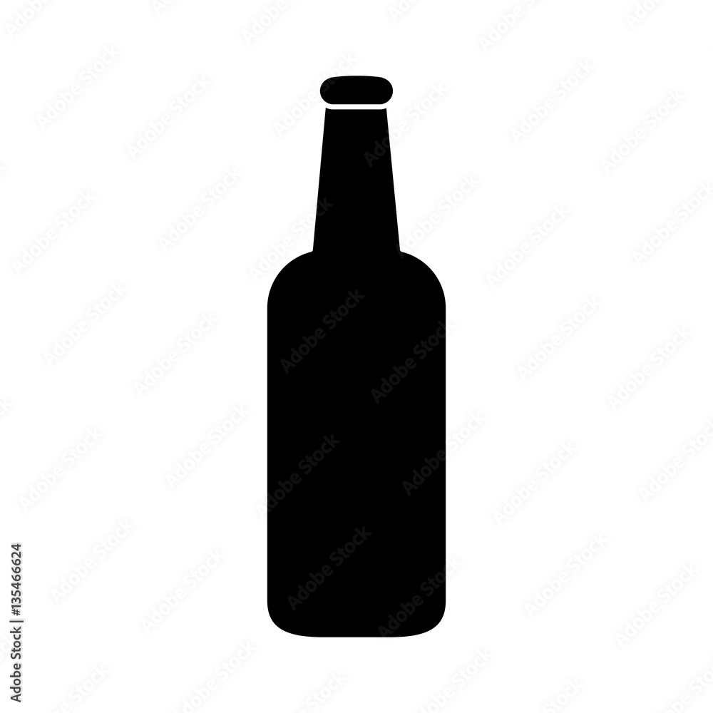 Sticker black bottle of beer icon design, vector illustration