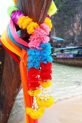 bright longtail boats in thailand