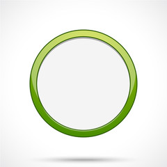 Round sticker tag. Blank vector icon in green color with light center.