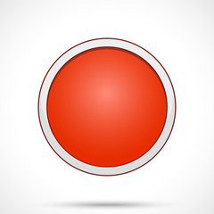 Round sticker tag. Blank vector icon in red color with light center.