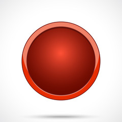 Round sticker tag. Blank vector icon in red color with dark center.