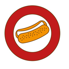 hot dog emblem fast food, vector illustration design