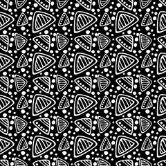 Naklejka premium Seamless vector pattern. Black and white hand drawn endless background with ornamental decorative elements with ethnic, traditional motives. Series of Hand Drawn Ornamental Seamless vector Patterns