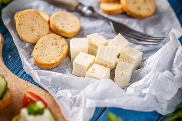 Bread rusks and feta