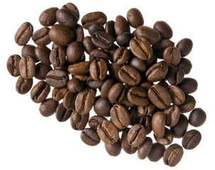 Kaffeebohnen auf Weiß