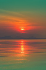 Beautiful sunset above the sea. Vintage tone