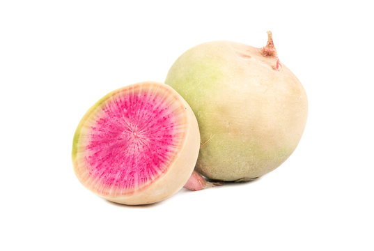 Watermelon radishes and half