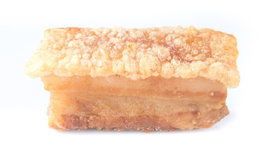 deep fried pork belly for food on white background