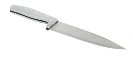 Steel kitchen knife isolated on white