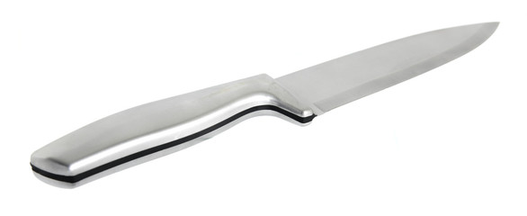 Steel kitchen knife isolated on white