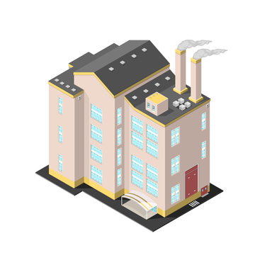 Isometric Factory warehouse icon.

A vector illustration of a large production and storage facility. 
