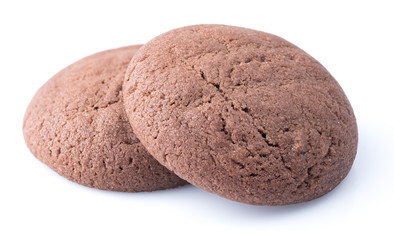 Chocolate cookies on the white background