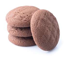 Chocolate cookies on the white background