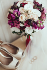 wedding decoration, Wedding bouquet of white and lilla flowers w
