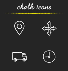 Delivery service chalk icons set