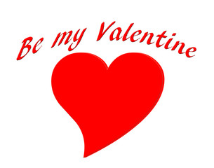 Be my Valentine text and red heart