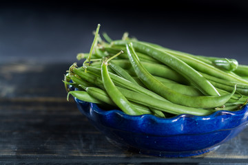 Raw fresh green beans ready to cook