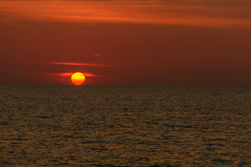 Landscape of sunset with at Nai Yang Beach, Phuket Province, Tha