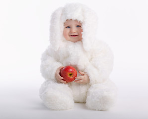 cute baby with rabbit costume