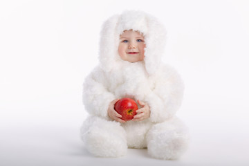 cute baby with rabbit costume