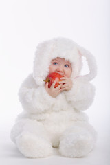 cute baby with rabbit costume