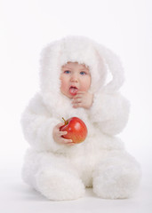 cute baby with rabbit costume