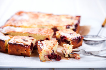 Cherry pie.Cakes with cottage Cheese, Cheesecake.Concept of Healthy Eating.Copy space.selective focus.