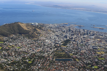 View of Cape Town from Table Mountain in South Africa