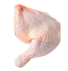 Raw chicken leg isolated on white background