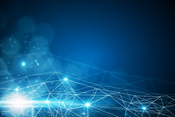 Connected dots on blue background