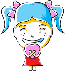 Cute little girl holding a heart