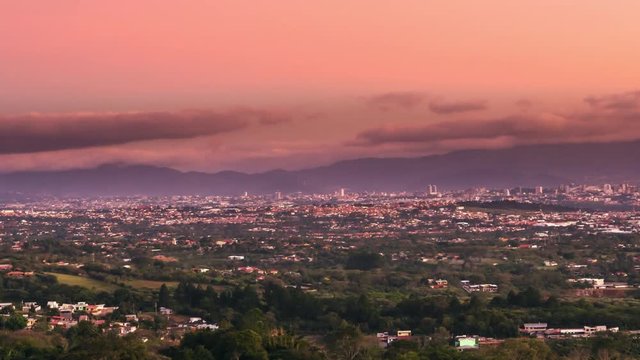 time lapse of san jose' city cityscape from day to night costa rica