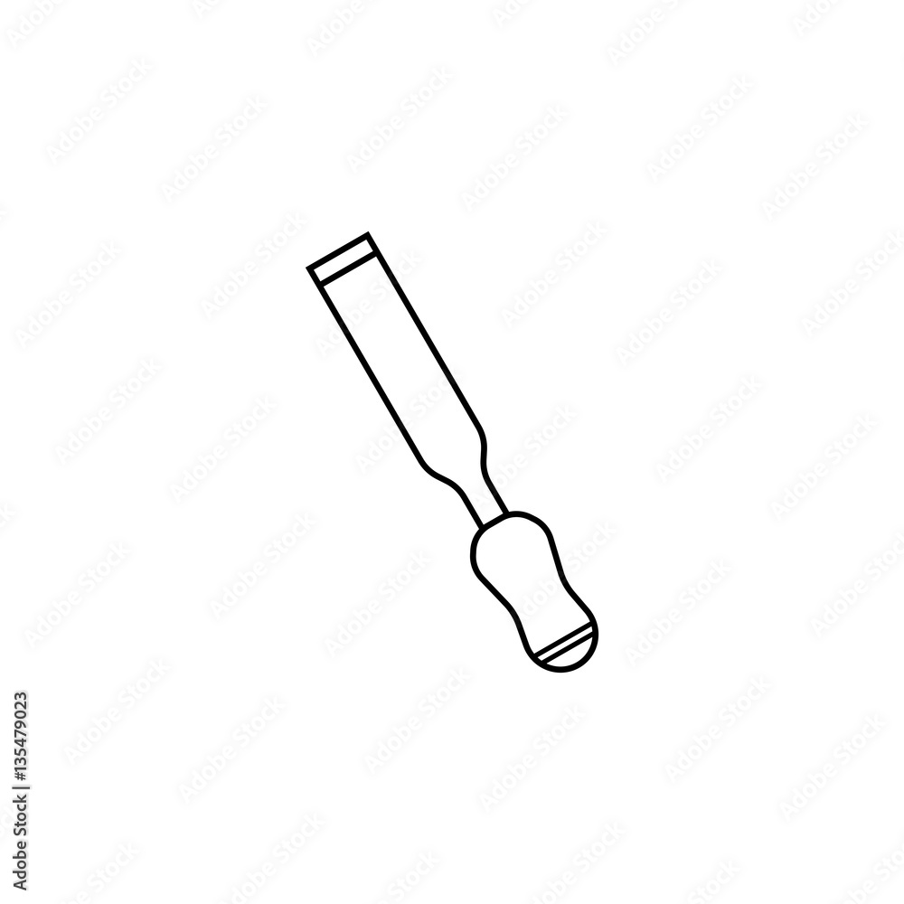 Poster chisel line icon, build & repair elements, construction tool, a linear pattern on a white background