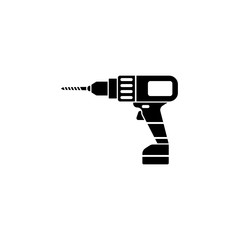 Electric drill solid icon, build & repair elements, construction tool, a filled pattern on a white background, eps 10.