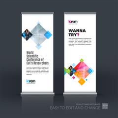 Abstract business vector set of modern roll Up Banner stand desi