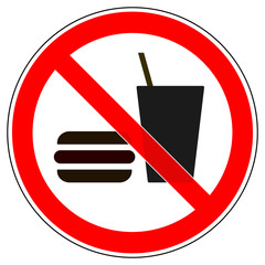 srr96 SignRoundRed - german - Verbotszeichen: Essen und trinken verboten - english - prohibition sign - burger - beverages / no food or drink allowed - xxl g4990