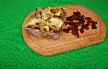 Dumplings,with raisins traditional polish dishes