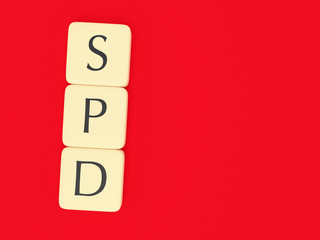 German Politics Concept: Letter Tiles SPD, 3d illustration