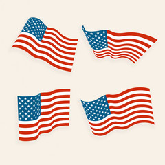 American Flags in the Wind Collection - Vector