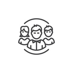 People, team line icon, outline vector sign, linear pictogram isolated on white. Symbol, logo illustration