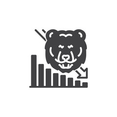 Stock market going down icon vector, filled flat sign, solid pictogram isolated on white. Symbol, logo illustration