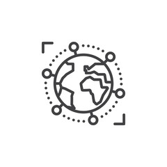 International, global business line icon, outline vector sign, linear pictogram isolated on white. Symbol, logo illustration