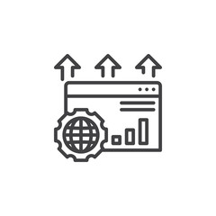 Search engine optimization line icon, outline vector sign, linear pictogram isolated on white. SEO symbol, logo illustration