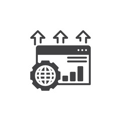 Search engine optimization icon vector, filled flat sign, solid pictogram isolated on white. SEO symbol, logo illustration