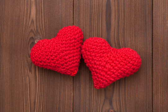 wool hearts for valentines day