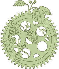 Vintage Single Ring Crank Hops Drawing