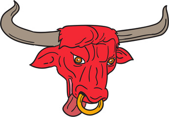 Texas Longhorn Red Bull Drawing