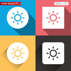 Colored icon or button of sun symbol with background