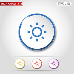 Colored icon or button of sun symbol with background