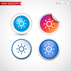 Colored icon or button of sun symbol with background